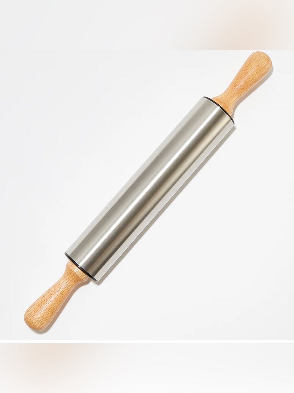 Rolling pin - short stories - metal with wooden handles new with tag
